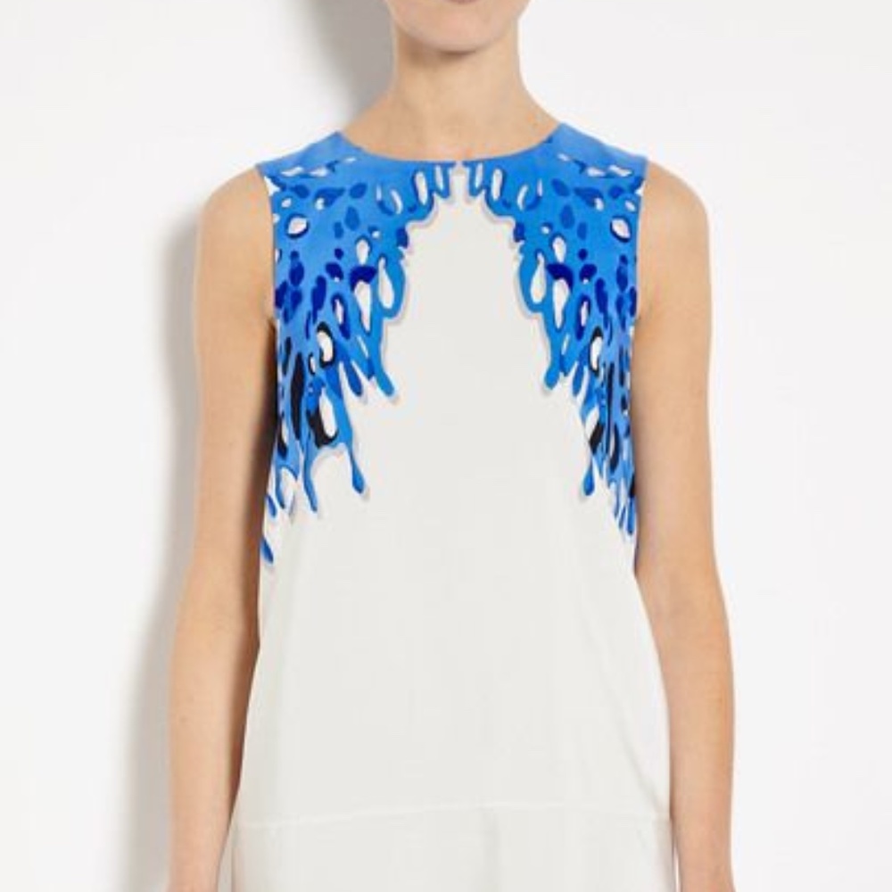 Tibi Coral-Multi Silk Dress, White Silk 6